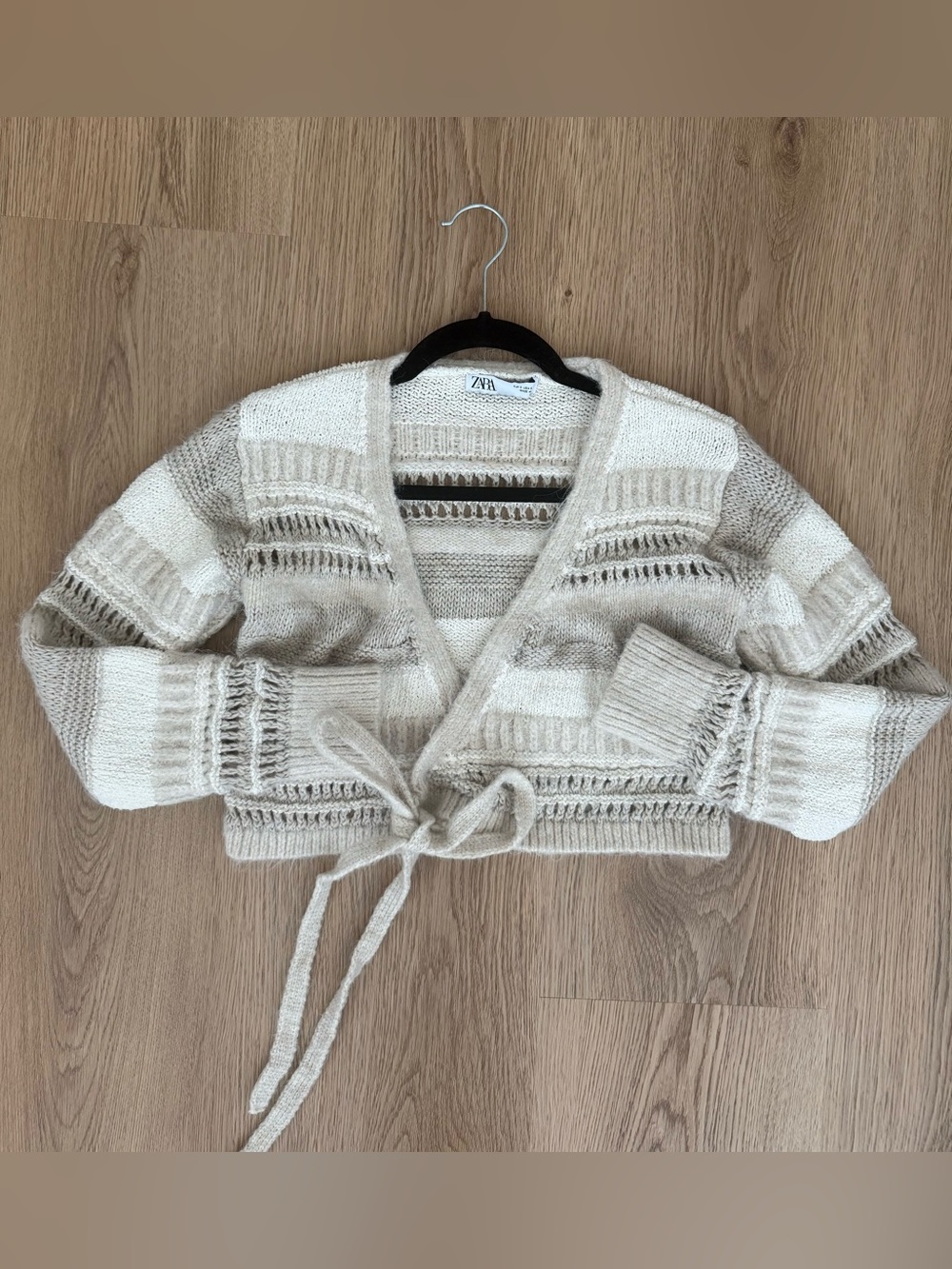 Zara striped Knit wrap crop sweater